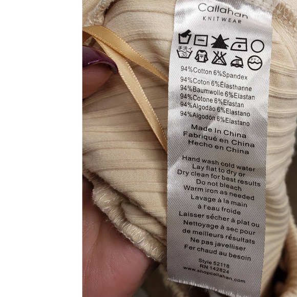 Callahan Knit Wear Bo Wide Leg Ribbed Pants in Cream - Picture 10 of 12